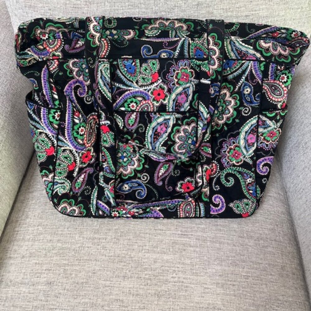 Vera Bradley Commuter Bag- black paisley cotton
